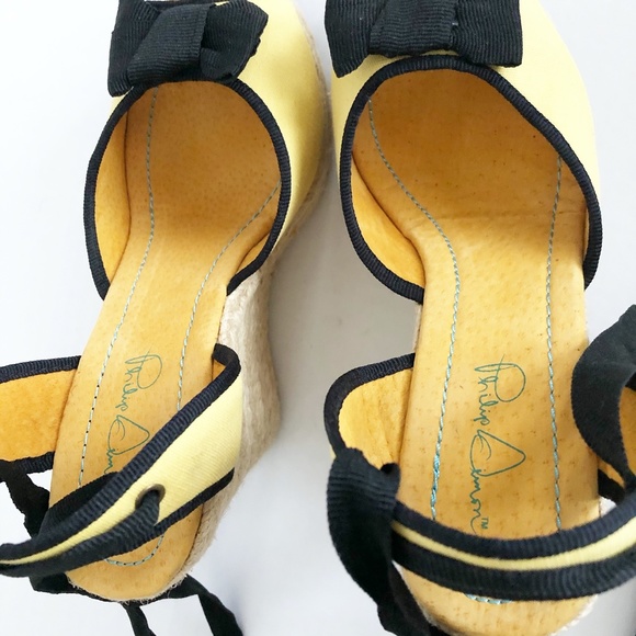 Philip Simon Yellow Peep Toe Espadrille Wedge - Picture 5 of 9